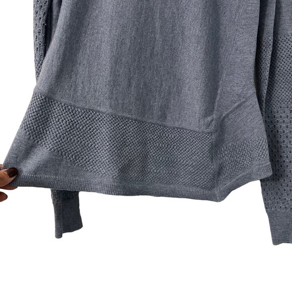 Tory Burch Dusty Blue Wool Open Knit Long Sleeve Sweater Womens Size Small - Picture 2 of 6